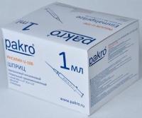 1 мл трехкомпонентный шприц Pakro инсулиновый U100 , с иглой 0,3х13, 100 шт купить в Севастополе
