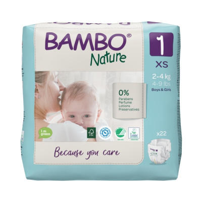 Эко-подгузники Bambo Nature 1 (2-4 кг), 22 шт купить оптом в Севастополе